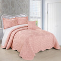 Home Soft Things Damask 4 Piece Bedspread Set, Scalloped Edge Reversible Quilt by HomeSoftThings
