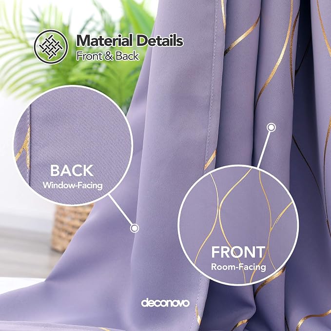 Deconovo Curtains for Living Room, Pattern Blackout Curtains 45 Inches Long | - Image 4
