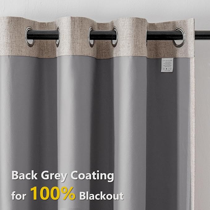 IGEMAEVE Blackout Curtains for Bedroom Rod Pocket Linen 52" W x 96" L | Living - Image 8