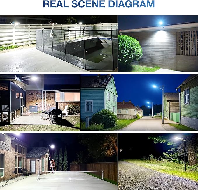 OKPRO 10000W Solar Street Light, Super Bright LED Beads Solar Lights Outdoor Waterproof IP66, Heavy Duty Parking Lot Light Commercial Dusk to Dawn,Flood Light with Remote Control for Yard, Driveway