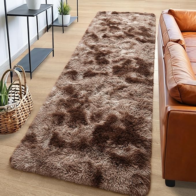 Fluffy Runner Rugs for Bedroom Aesthetic 2x6 Feet, Shag Soft Bedside Rug - Image 2