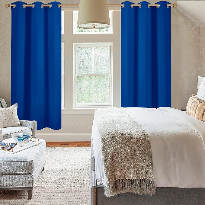 Diraysid Royal Blue Grommet Blackout Curtains - Image 4