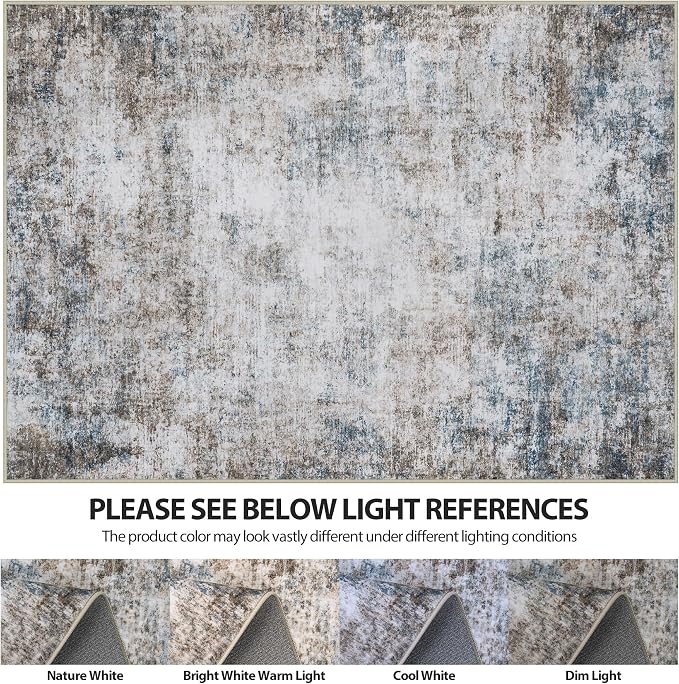 Aelenmu 10x14 Area Rugs for Living Room Washable Dining Room Brown Blue | - Image 7