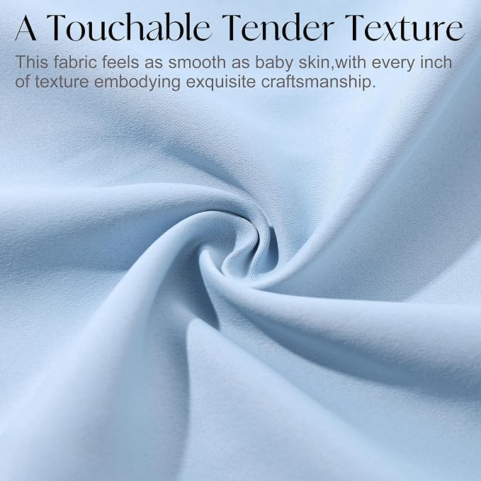 Etherealveil Light Blue Pinch Pleated Blackout Curtains 2 Panels 52"x102" | - Image 8