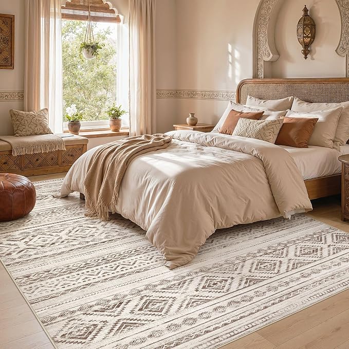 cotiled 6x9 Area Rugs for Living Room: Boho Washable Rug for Dining Room | - Image 6