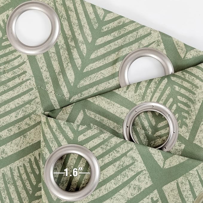 jinchan Sage Green Blackout Curtains Geometric Grommet 84 inch 2 Panels | Room - Image 5
