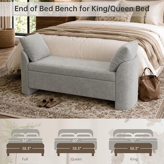 Usaint 58.3" Upholstered Storage Ottoman Bench - Image 6