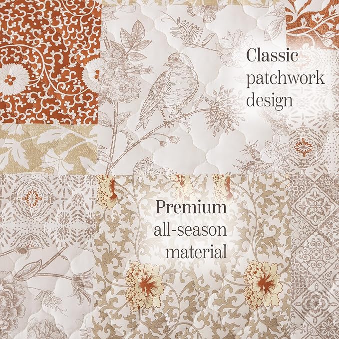 Twin/Twin XL Quilt Set-2 Pieces Soft Bedding Floral Patchwork Coverlet | All - Image 6