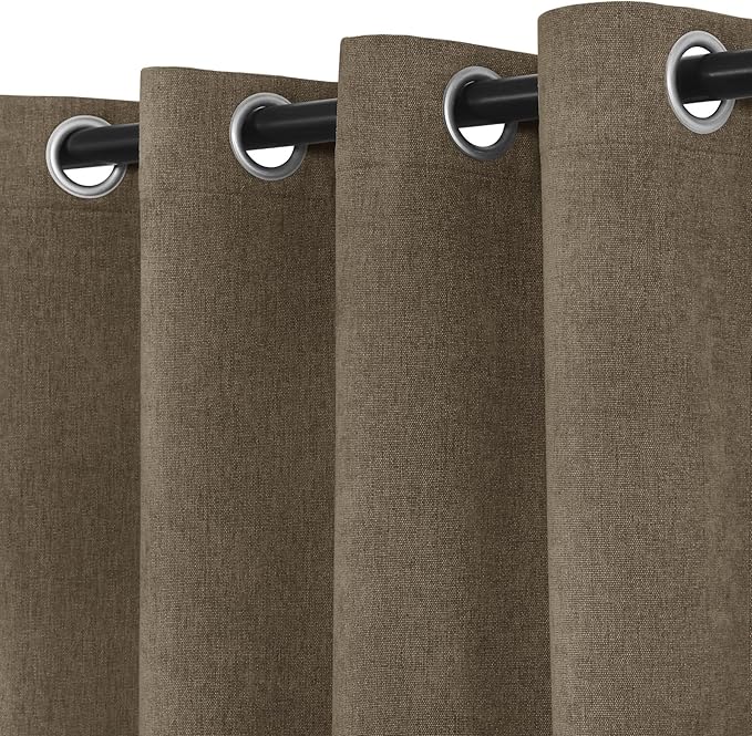 Macochico Extra Wide 100% Blackout Chenille Curtains 100" Wx102 L Thermal Curtains for Sliding Door Room Divider Living Room Bedroom Hotel Palm Blackout Curtains Grommet with Tieback 1 Panel