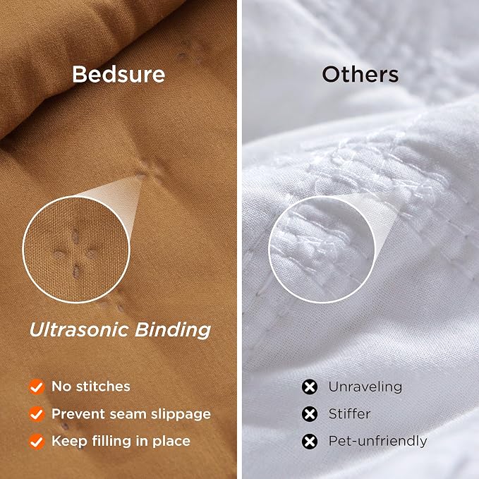Bedsure Quilts Queen Size Bedspread, Thin Comforter, Honey Caramel Coverlet | - Image 5