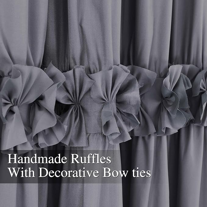 Blackout Window Curtains Gray, Rustic Rod Pocket Drapes - Image 4