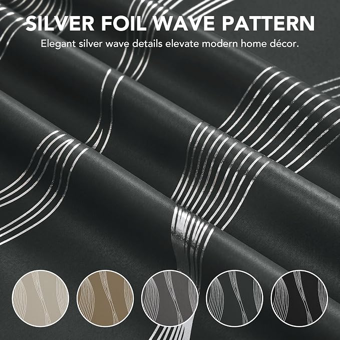 Deconovo Curtains for Living Room, Pattern Blackout Curtains 63 Inches Long | - Image 3