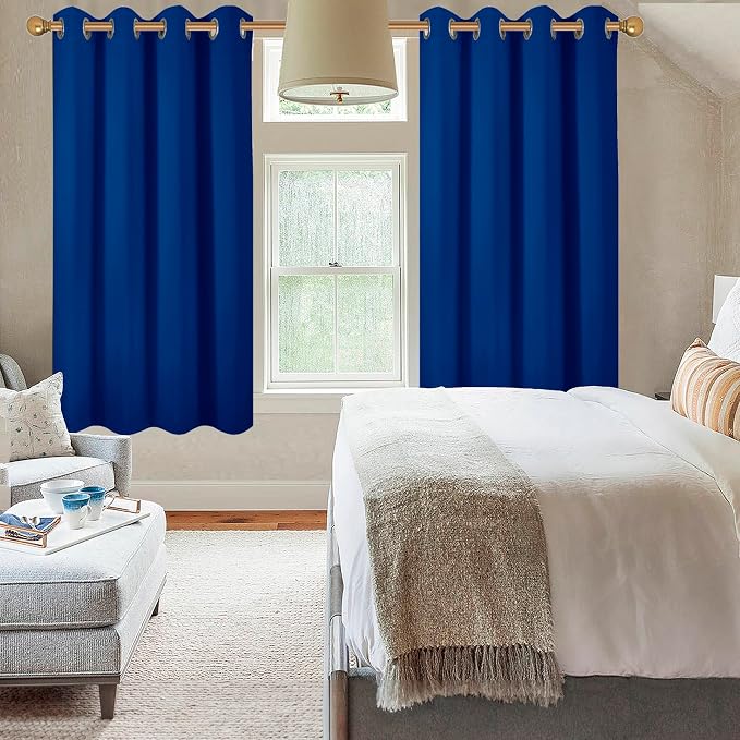 Diraysid Royal Blue Grommet Blackout Curtains - Image 4
