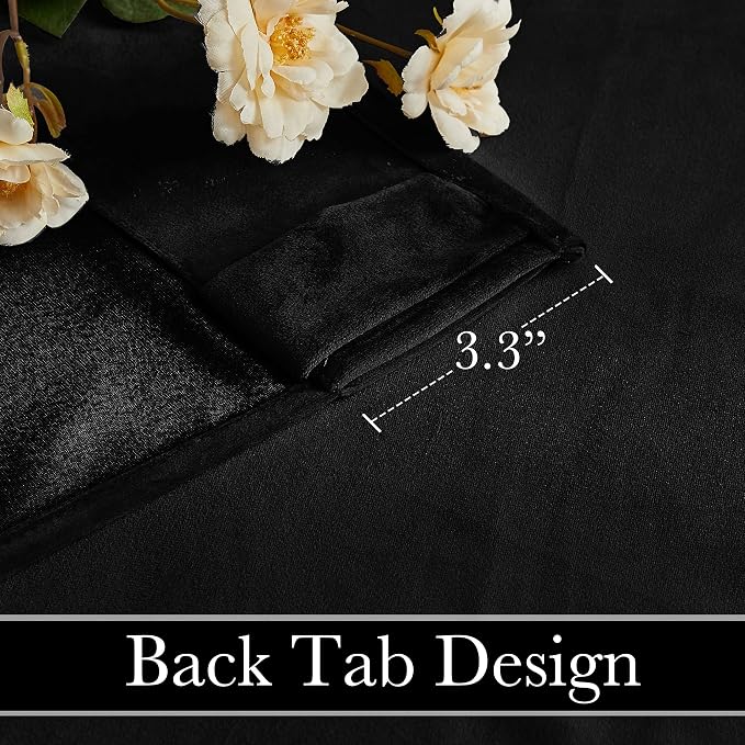 RYB HOME Black Velvet Blackout Curtains - Image 2