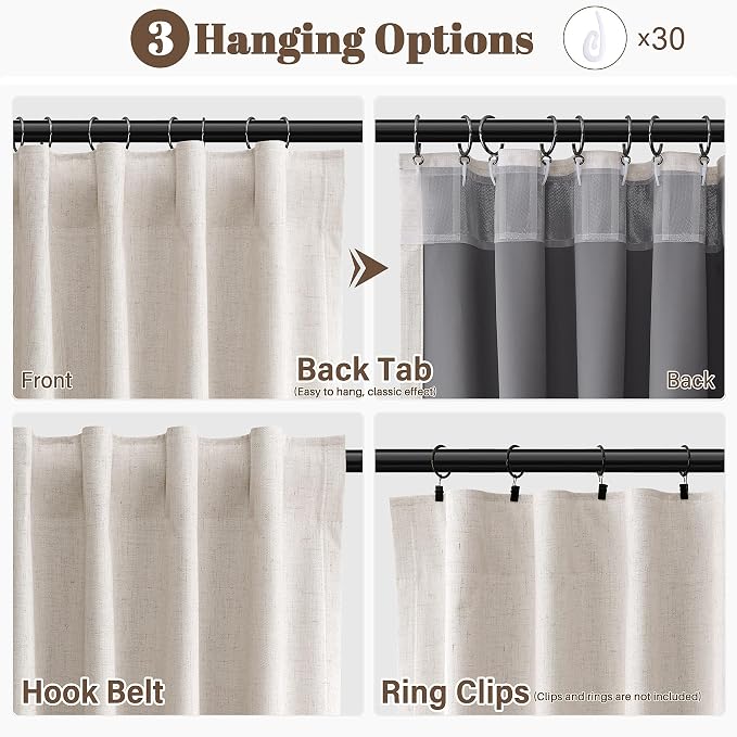 Natural Linen 100% Blackout Curtains - Image 2