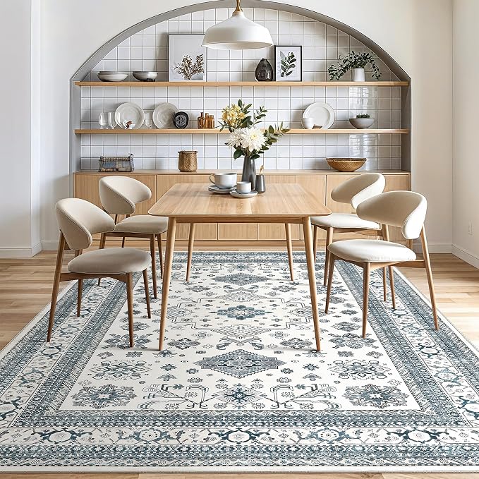 cotiled 6x9 Area Rug for Living Room, Traditional, Powder Blue | Soft - Image 7