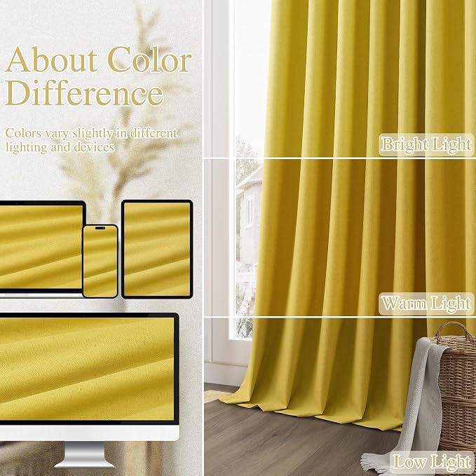 100% Blackout Curtains 90 Inch Length 2 Panels Set - Image 7