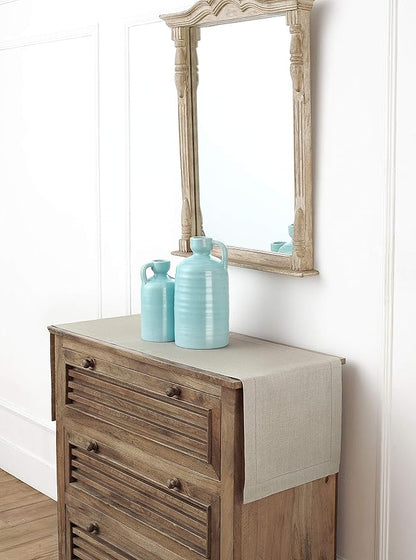 Solino Home Linen Natural Table Runner 60 Inches - Classic Hemstitch, 100% Pure Linen Coffee Table Runner 14 x 60 Inch Ideal for Dresser Tables - Christmas, New Year