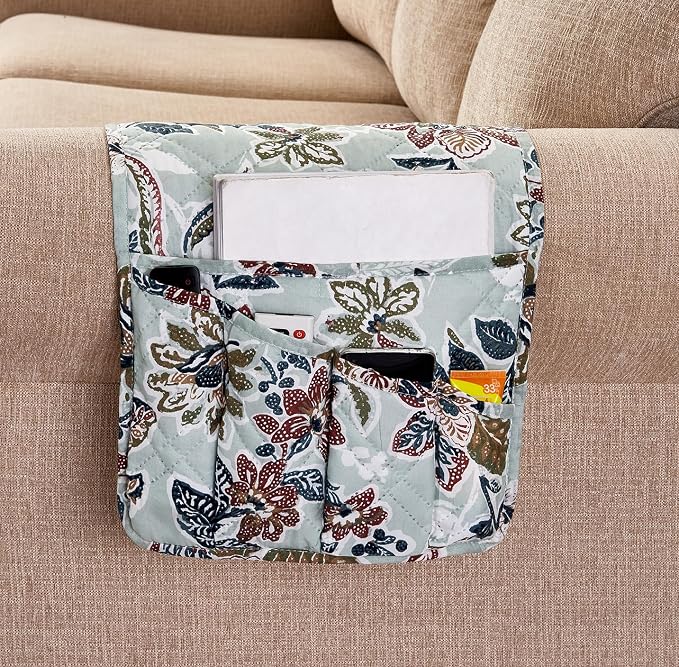 Brilliant Sunshine Vintage Green Flowers Couch Armrest Cover, Armrest Organizer by BrilliantSunshine