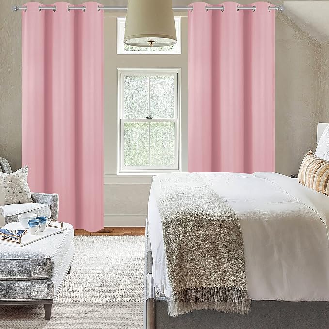 Diraysid Pink Grommet Blackout Curtains - Image 4