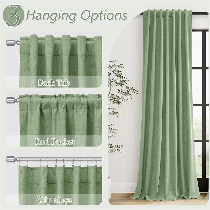 100% Blackout Linen Curtains 84 Inch Length 2 Panels Set - Image 6