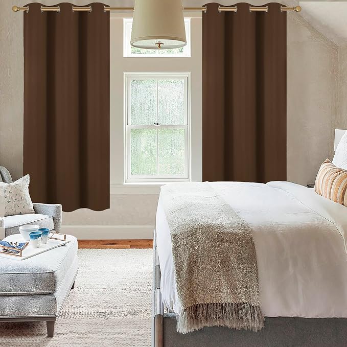 Diraysid Chocolate Brown Grommet Blackout Curtains - Image 7