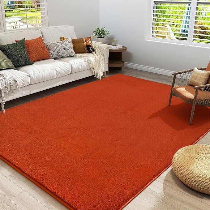Modern Area Rug for Bedroom Living Room, 4x6 Orange Memory Foam Rug | Thickened by AmeareaDirect