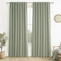 Sage Green Blackout Linen Curtains 90 Inches Long by QJMYDECO