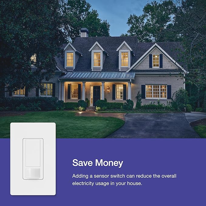 Lutron Maestro Motion Sensor Light Switch Indoor for Bathroom, Garage, Laundry Room, Closet, Occupancy Sensor Light Switch, Single-Pole, No Neutral, MS-OPS5M-WH, 3 Pack