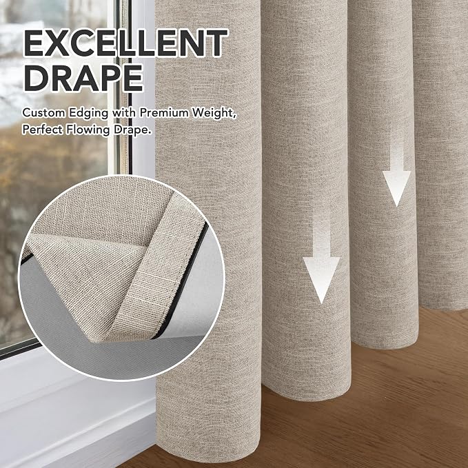 Deconovo Faux Linen 100% Blackout Curtains - Image 9