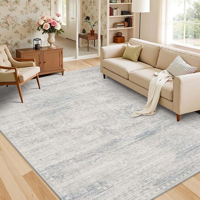 Latte&Fog Vintage Blue Rugs for Living Room, Washable Vintage 6x9 Area Rugs | by LatteFog