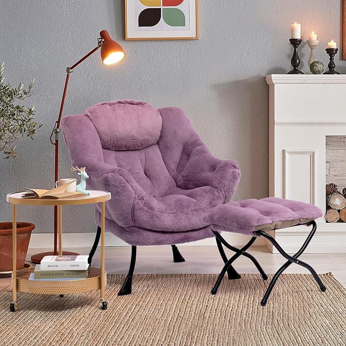 HollyHOME Lazy Chair with Foldable Ottoman, Accent Comfy Lounge Armchair and - Image 8
