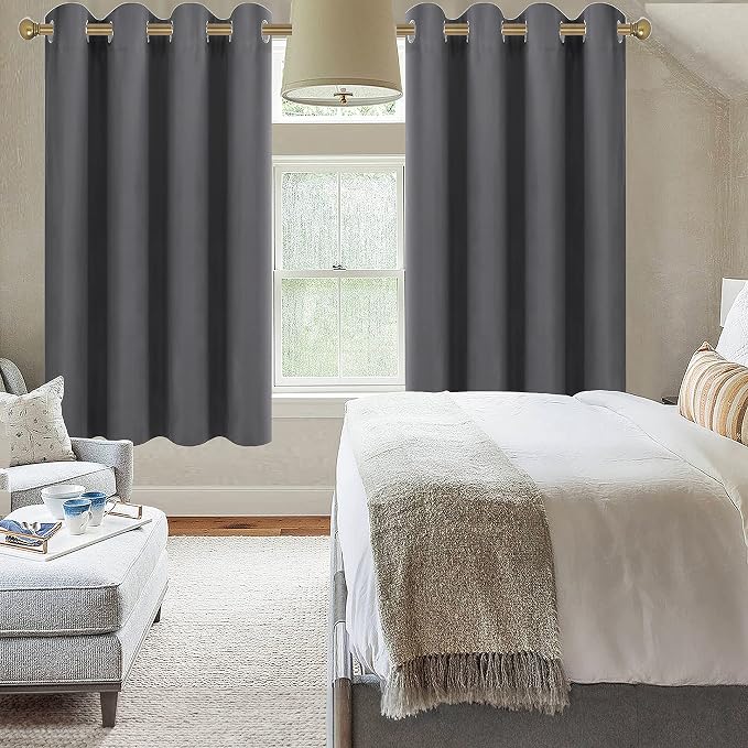 Diraysid Grey Grommet Blackout Curtains - Image 4