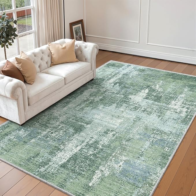 5x8 Area Rug, Abstract Washable Rugs by Valenrug