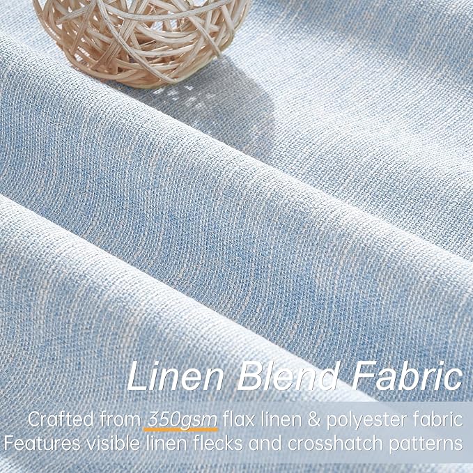 Topfinel Light Blue Linen Blackout Curtains 102 Inches Long - Image 2