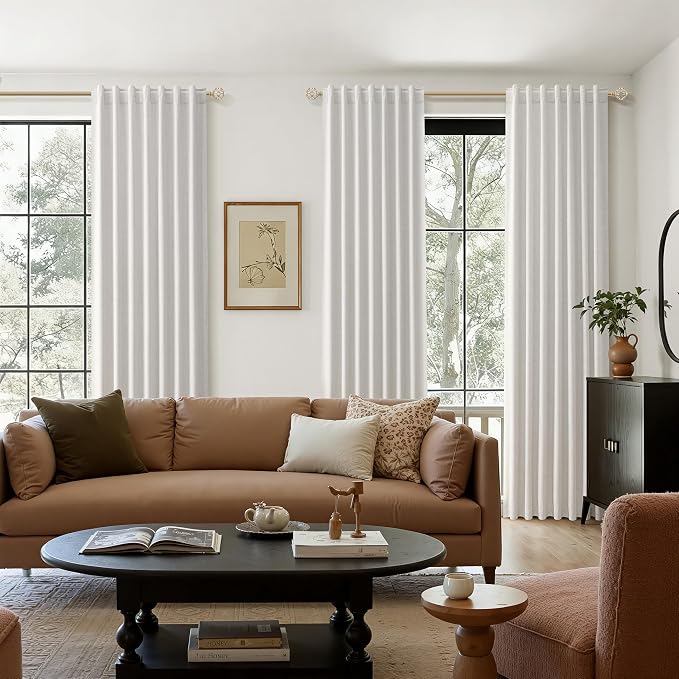 Extra Long 100% Natural Blackout Curtains 144 Inch Length 2 Panels Set Back Tab - Image 8