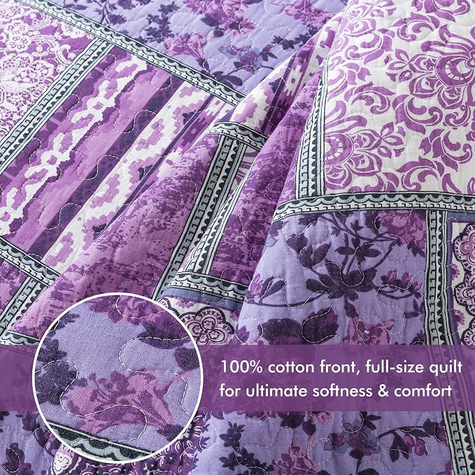 Etwel Cotton Patchwork Queen Size Quilt Set - Image 3