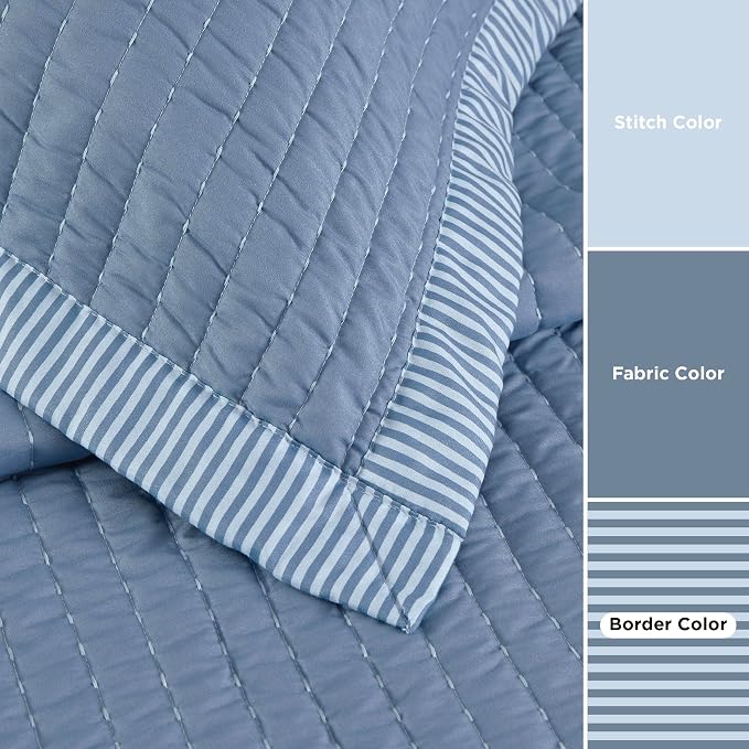 Bedsure Twin Size Quilt, Lightweight Soft Striped Comforter Set, All-Season - Image 3
