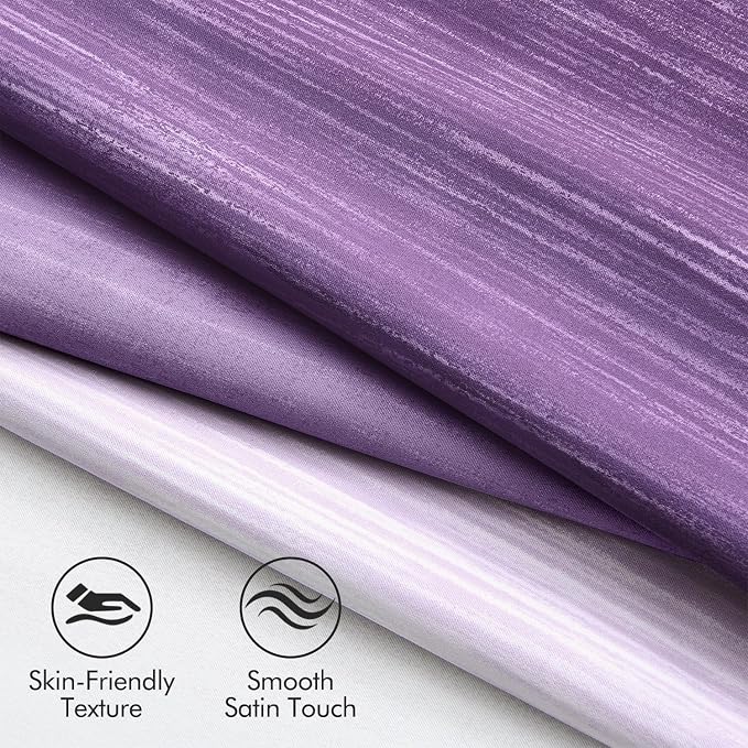 MIULEE Purple and Greyish White Ombre Blackout Curtains 52Wx72L Set of 2 | Full - Image 4