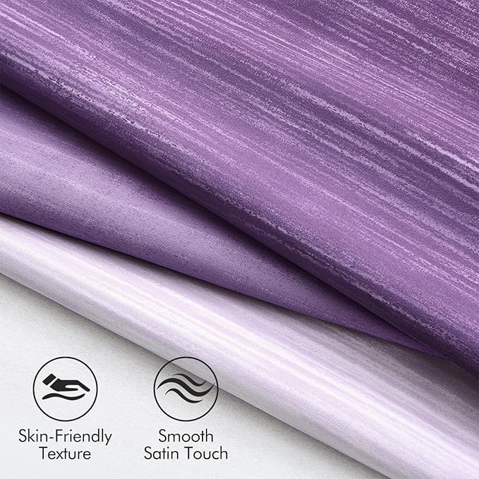 MIULEE Purple and Greyish White Ombre Blackout Curtains 52Wx63L Set of 2 | Full - Image 4