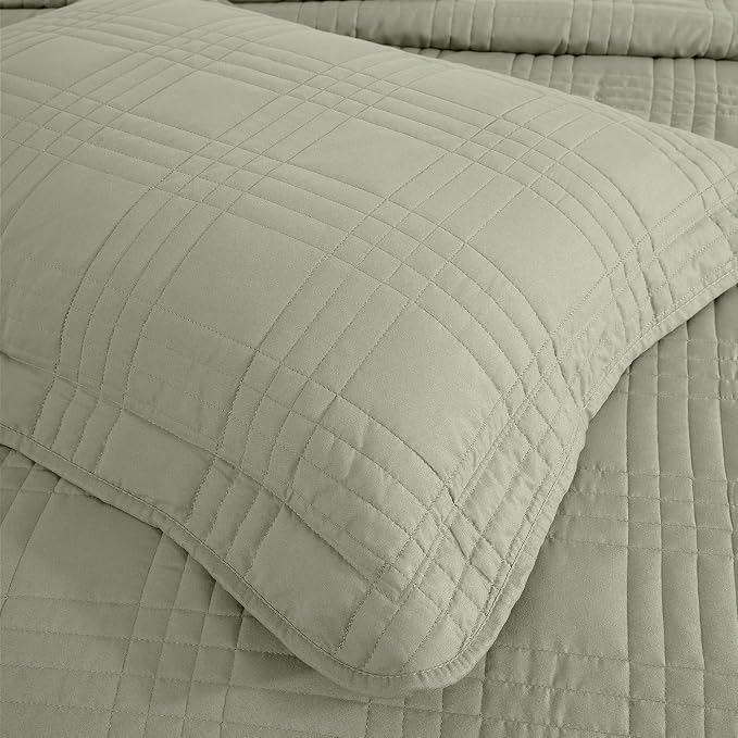 Chezmoi Collection Kingston Queen Size Bedspread Set, 3-Piece Sage Green - Image 6
