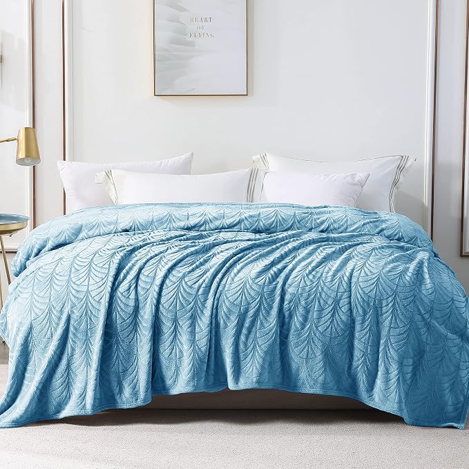 Whale Flotilla Soft Flannel Fleece Bed Blanket Queen Size, Stone Blue | Cozy - Image 8
