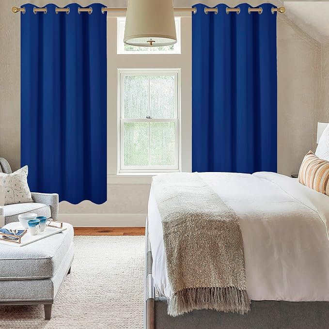 Diraysid Royal Blue Grommet Blackout Curtains - Image 4