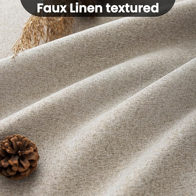 COSVIYA 100% Blackout Natural Linen Curtains & Drapes 84 Inch Length | Light - Image 6
