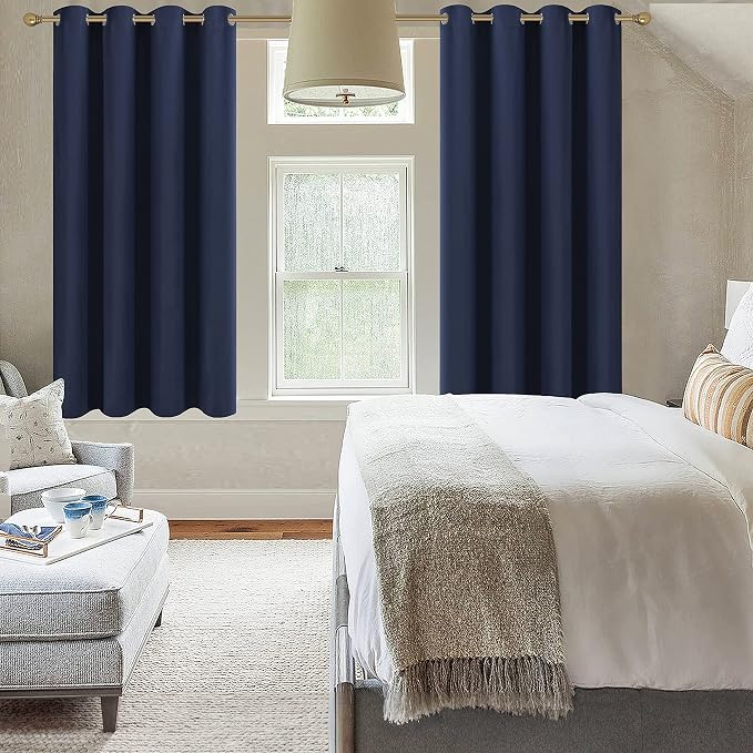Diraysid Navy Blue Grommet Blackout Curtains - Image 9