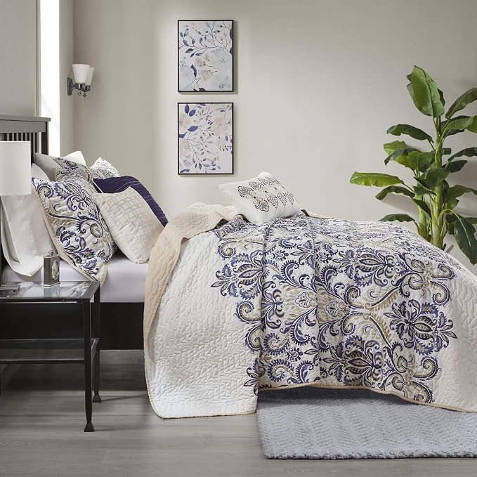 Madison Park Quilt Traditional Damask Design All Season, Lightweight Coverlet - Image 10