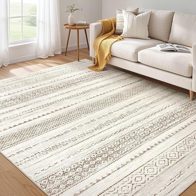 Nakagishi Boho 6x9 Area Rug Living Room Rugs Machine Washable Brown | Soft by NakagishiAreaRug
