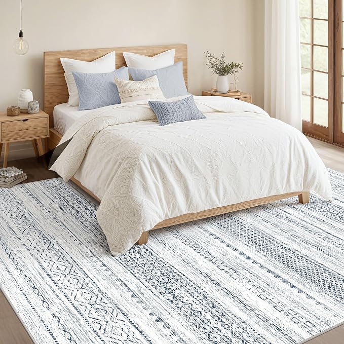 Nakagishi 9x12 Area Rugs Living Room: Washable Boho Large Neutral Soft - Image 4