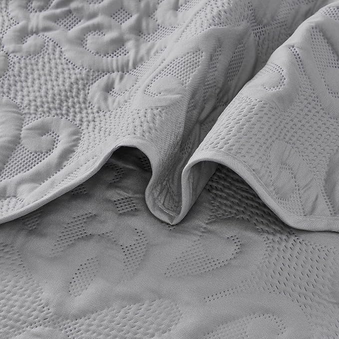 Kingnex Oversized King Bedspreads 128x120 Gray | Lightweight, Extra Wide Quilt - Image 6