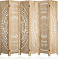 WelFurGeer Handcrafted Carved Wooden Room Divider Screen, Folding Privacy Screen by WelFurGeer